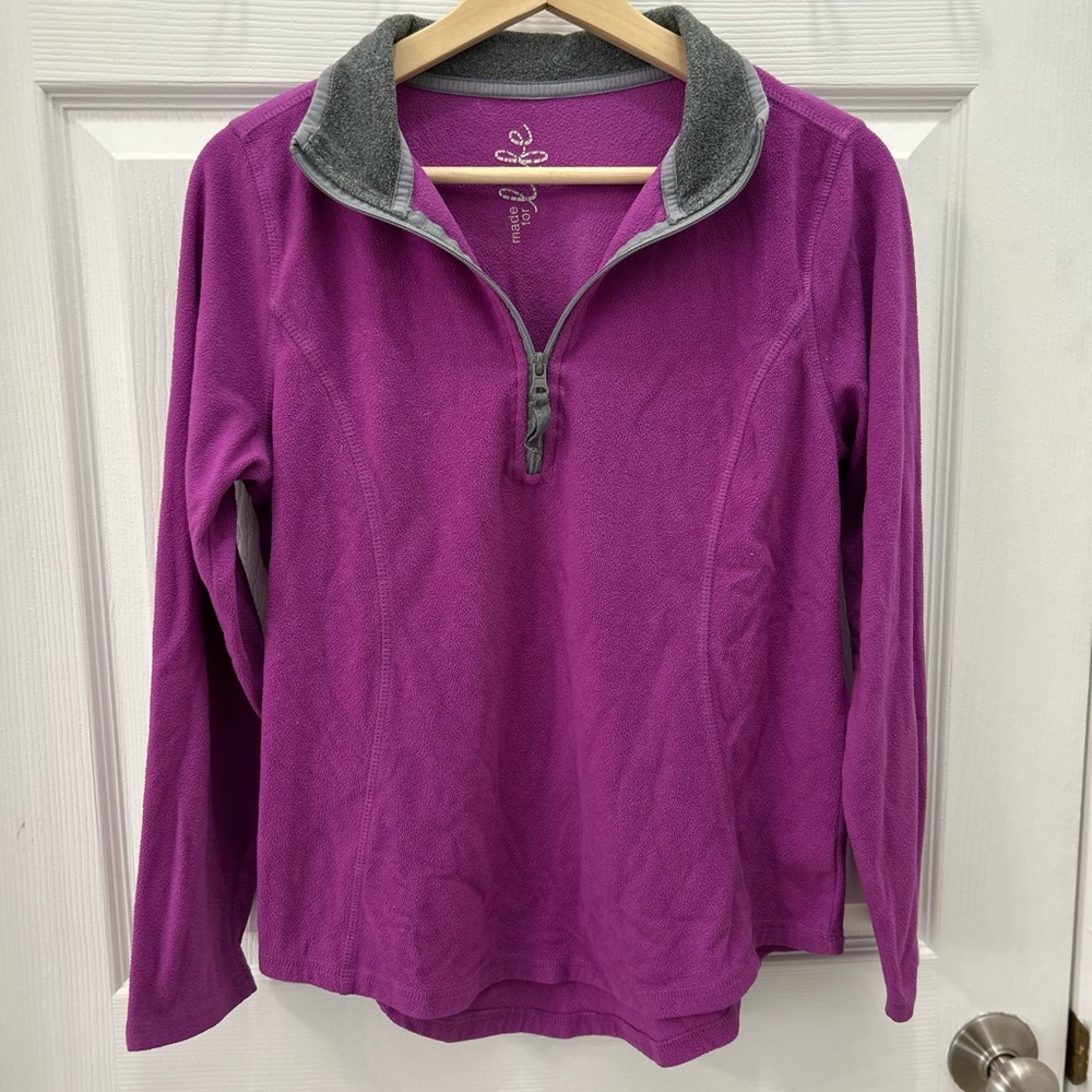 made for life Magenta Quarter-Zip Fleece Pullover with Gray Collar